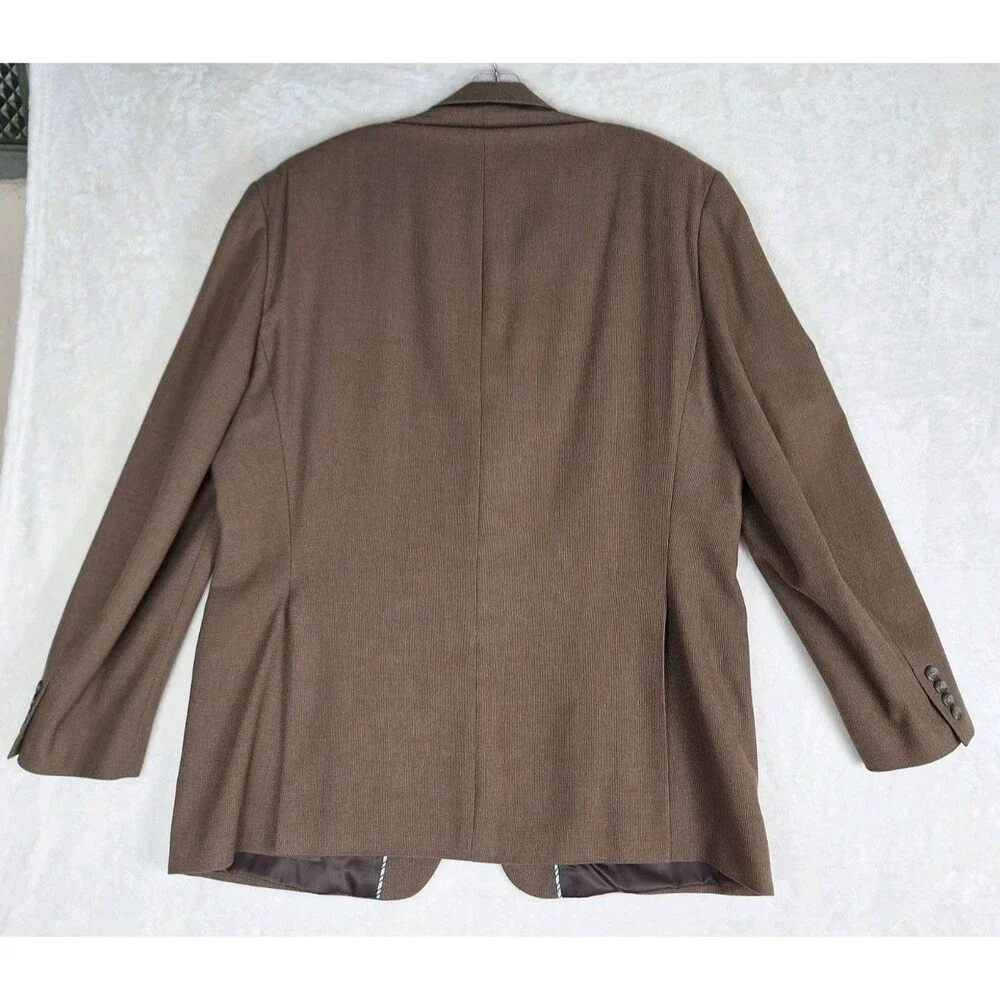 Izod Sports Coat Men's 46L Brown Woven Tweed Lined 2 Button Blazer Pocket Jacket